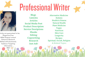 write product descriptions for health and wellness products