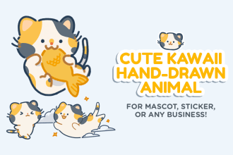 draw cute animal pet character for sticker, mascot, project