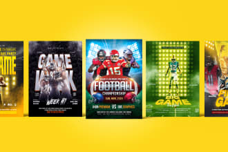 design flyer for football ufc nba soccer golf NFL tryouts bowling outdoor sports