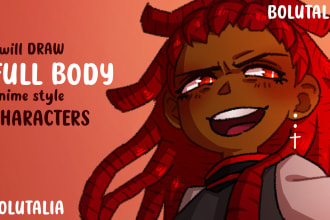 draw full body anime style fanart, oc, ships and more
