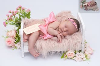 professionally retouch newborn baby photos with natural color correction