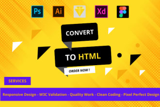 convert psd to html xd to html figma to html css bootstrap responsive design