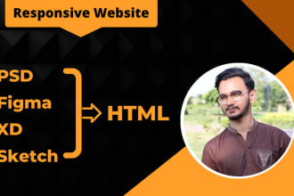 convert figma to HTML, xd to HTML and PSD to HTML responsive website