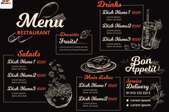 professional restaurant menu design, food flyer and  cash memo design in 24hrs