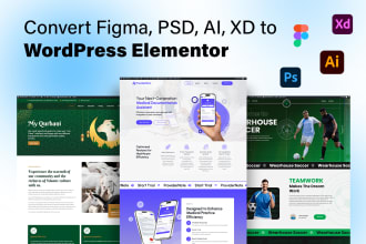 covert figma to wordpress, PSD to wordpress, xd to wordpress, figma to elementor