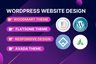 design wordpress website with elementor pro, woodmart, avada theme
