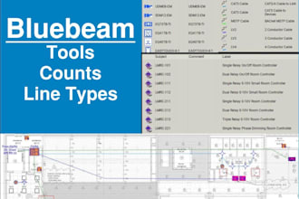 create bluebeam tools, counts, and line types