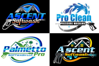do unique pressure washing cleaning logo design