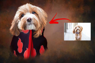 draw digital oil painting of your pet in any clothes