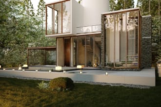 3d model and do photorealistic renders in revit skecthup and lumion