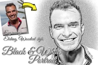 draw your portrait wsj style hedcut, engraving, etching, woodcut, stipple