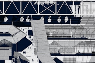 design architecture collage style illustrations