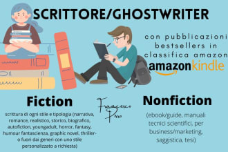 writer for fiction and nonfiction, ghostwriter in italian