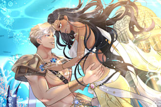 draw manhwa and anime style illustration for you