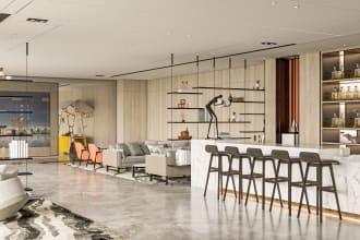 create 3d home interior for bedroom, kitchen, hall bathroom