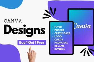 design flyer, poster, newsletter, reports, logo, certificates in canva
