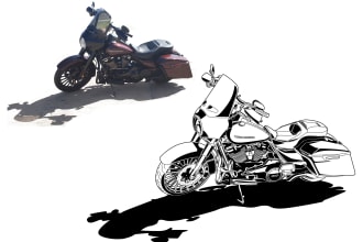 draw your motorcycle into vector line art