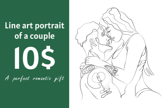 draw a portrait of a couple, minimalist line art