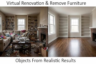 do virtual renovation and remove furniture and objects from realistic results