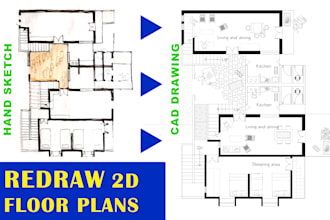 redraw precise 2d architectural drawings in autocad