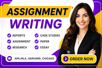 write english assignments and arabic assignments and reports