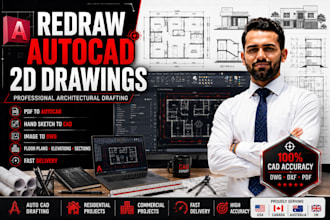 draw plans, sections, elevations, etc redraw pdf to cad