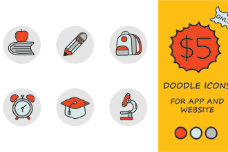 design doodle icon set for app and web