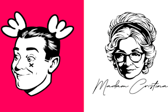 draw a black and white face logo for you