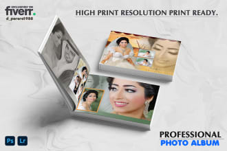 design print ready wedding album, homecoming album using photoshop and lightroom