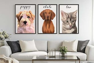 draw your pets into cartoon portrait