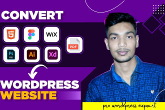 convert psd, ai, html, figma, wix to wordpress by elementor pro