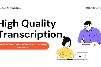 provide quality audio or video transcriptions in 24 hours at affordable rates