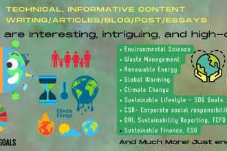 write blog articles on environmental, sustainability topics