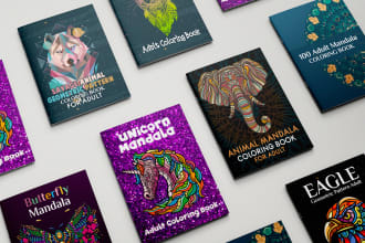 design adult animal mandala coloring book cover for amazon kdp