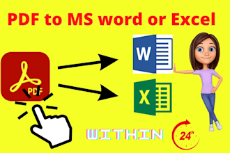 convert PDF to word or excel within 24 hrs
