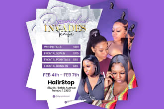 design eye catching hair and lash extension flyers