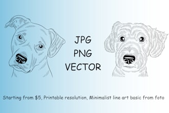 draw custom minimalist pet line art for napkins