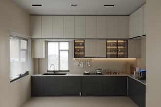 design a modern kitchen interior with realistic 3d rendering