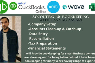 do accounting and bookkeeping in quickbooks, freshbooks, xero, wave, zip books