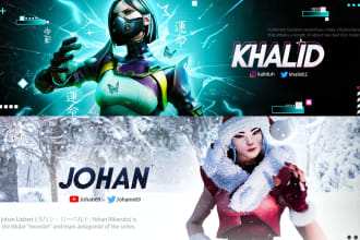 design a valorant banner or header and fortnite header