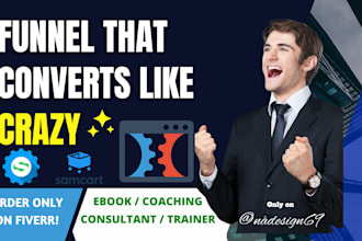 design ebook course landing page sales funnel on samcart clickfunnel system io