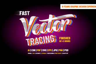 do vector tracing redraw artwork or convert logo to vector in 3 hours