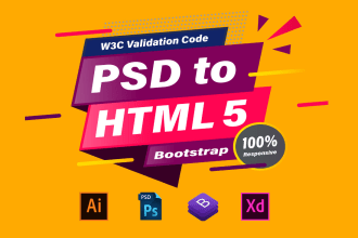 convert psd to html, ai to html, pdf to html using bootstrap
