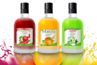 do unique bottle, tea packet, wine and pouch label design