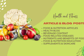 write health and nutrition related articles