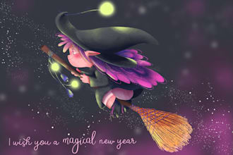 create a colorful illustrated card for holidays