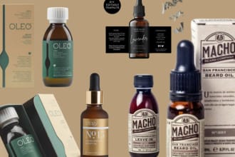 design hair oil cosmetic and packaging products label box