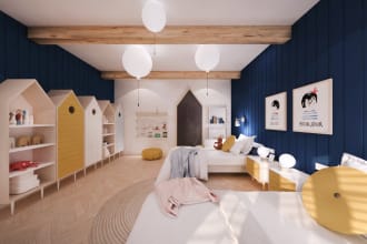 design and render beautiful kids room, nursery, bedroom