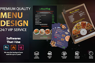do restaurant menu design, takeaway, trifold, food flyer