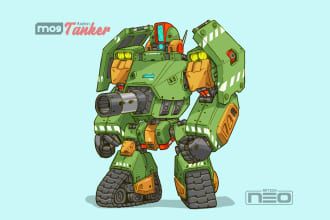 draw your mecha, armor character, oc, tokusatsu, fanart, in anime chibi style